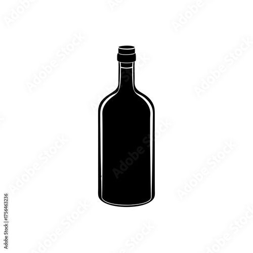 Clear wine bottle with cork sealed vector illustration scalable graphic icon for beverages