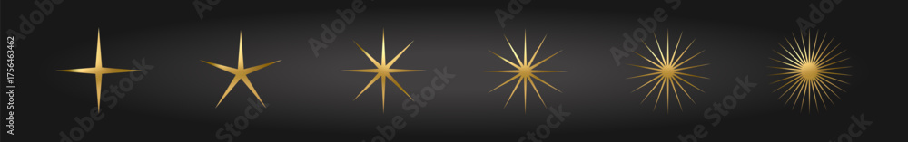 Fototapeta premium Gold Star icon set. Holiday stars art