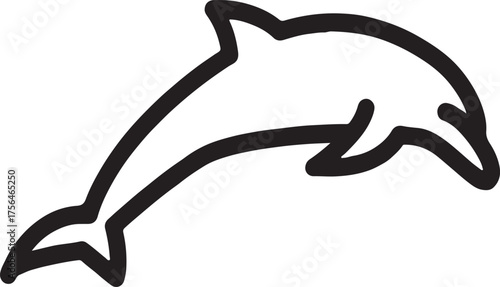 Jumping dolphin silhouette with Japanese calligraphy symbols