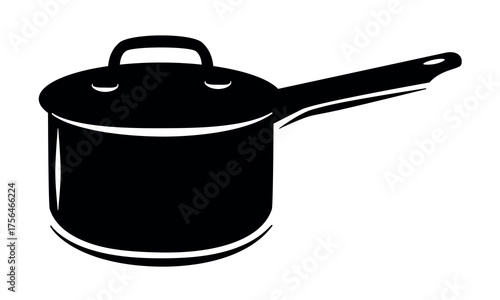 Cooking pot icon vector flat cartoon and line outline stroke simple graphic illustration, kitchen pot saucepan pictogram sign