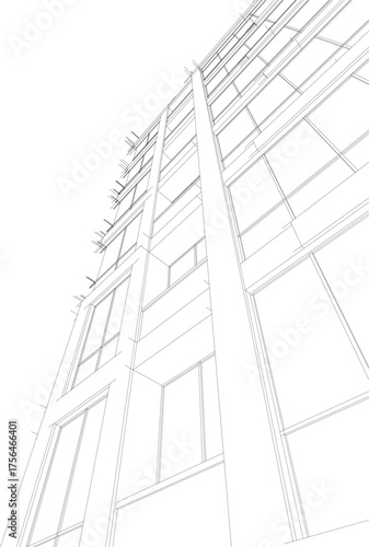 Sketch of a building 3d illustration