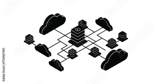 Connected network of servers and clouds in a digital data system