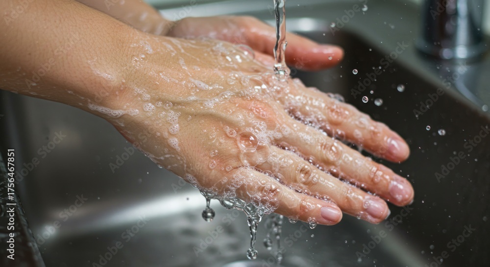 Fototapeta premium Washing hands under running water