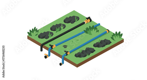Efficient isometric irrigation system on agricultural land