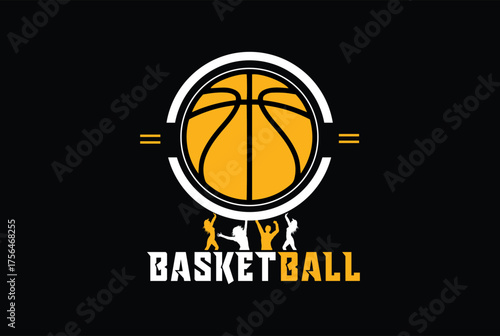 Basketball logo badge emblem. Sports label vector illustration