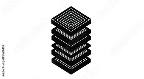 Abstract geometric stack of layered squares creating a sense of depth and complexity