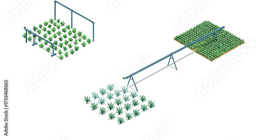 Modern isometric farm irrigation systems for sustainable agriculture solutions