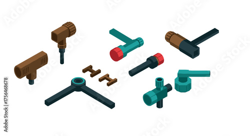 Isometric design of garden hose connectors and irrigation system components