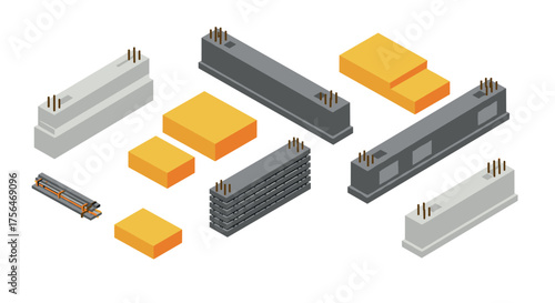 Isometric concrete blocks and bricks for construction projects