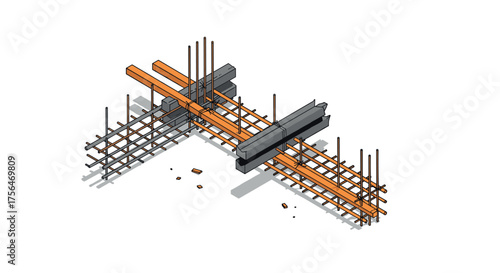 Detailed isometric design of reinforced concrete structure with steel beam fr…
