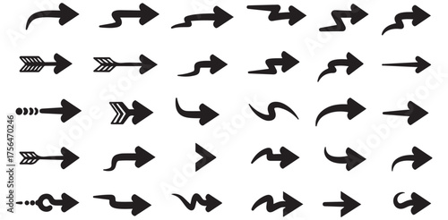 Diverse Arrow Set Vector Graphics Directional Symbols Navigation Icons UI Elements Design Resources Signage Collection