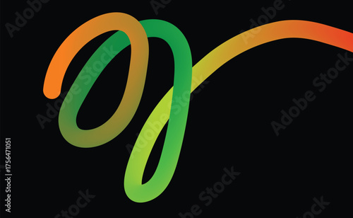 Colorful Abstract Gradient Ribbon on Black Background