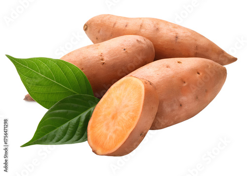  sweet potatoes isolated on transparent white background clipping path 