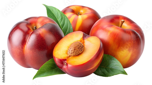  nectarine isolated on transparent white background clipping path 