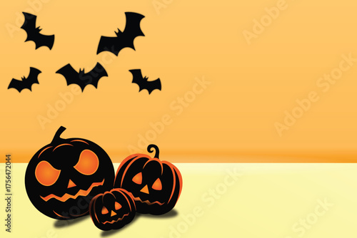 halloween and decoration concept - paper bats flying, Halloween vector seamless pattern
