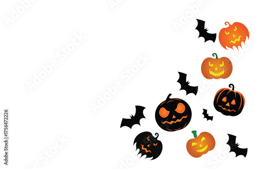 halloween and decoration concept - paper bats flying, Halloween vector seamless pattern