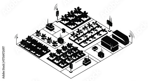 Smart farming technology integrates sensors and automation for efficient crop cultivation.
