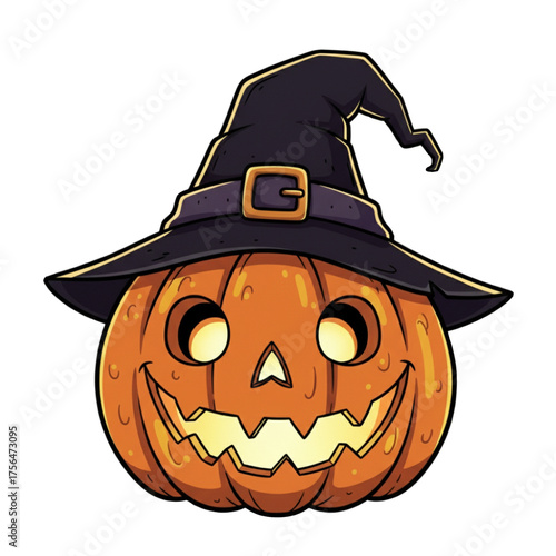 Spooky Witch Pumpkin Head Cartoon