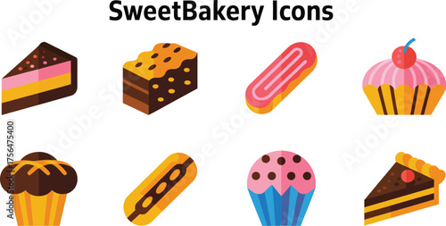 Sweet bakery icons collection isolated on white background