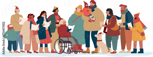 Group of people singing Christmas carols