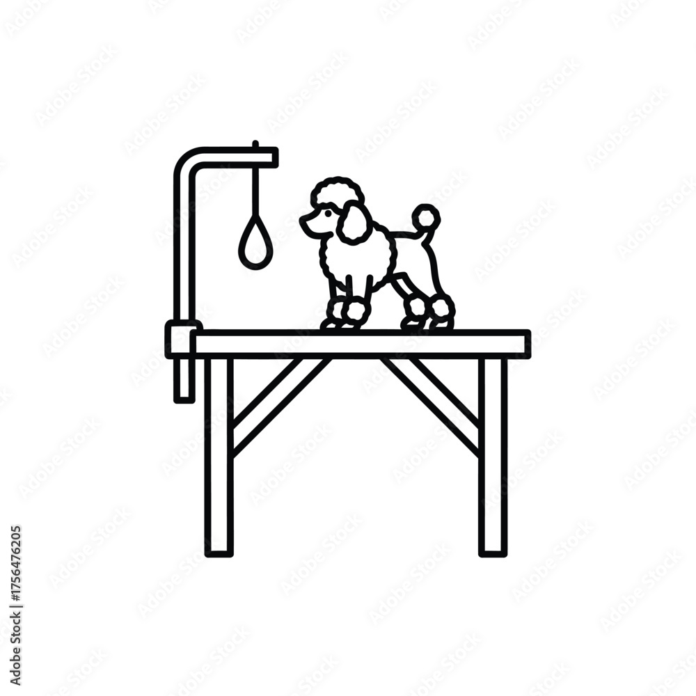 Fototapeta premium Minimalist Pet Grooming Table Line Art Icon for Salon Care Design Services