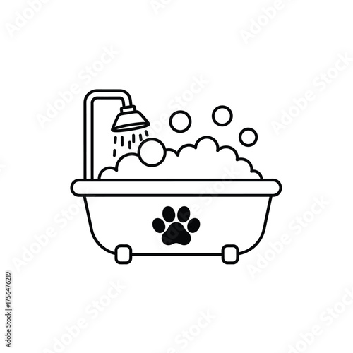 Pet Bathing Time Cleanliness Grooming Hygiene Icon Outline Illustration Line Art Symbol