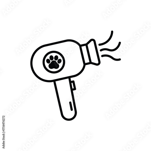 Pet Grooming Dryer Paw Print Stylish Minimalist Icon Design for Animal Care Aesthetics Service