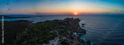 Beautiful sunset over the Canneddi Beach, Sassari, Sardinia, Italy