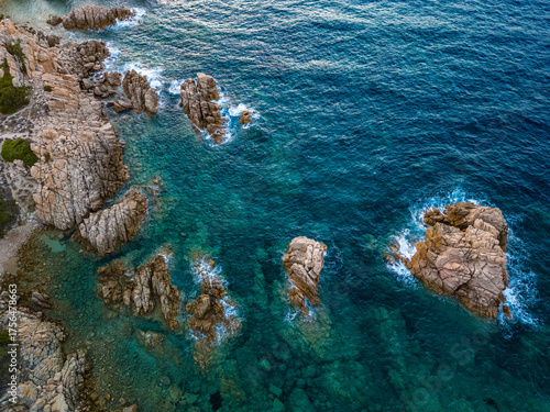 Beautiful sunset over the Canneddi Beach, Sassari, Sardinia, Italy