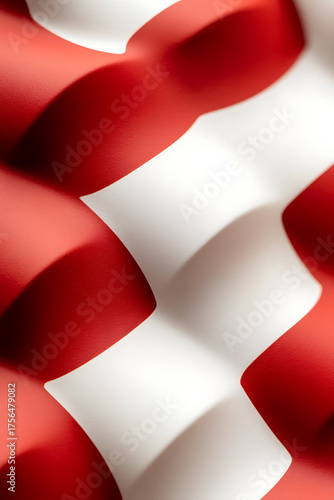 Free Download Abstract waves of flowing red and white fabric creating a visually intriguing pattern, with soft shadows enhancing the depth. - GFXLoad