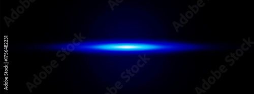 Laser lines of light. Horizontal neon light. Neon blue horizontal speed lines. Glowing stripes. Laser beams. light lines of movement and speed in neon color.Beautiful flash of light and sparks.