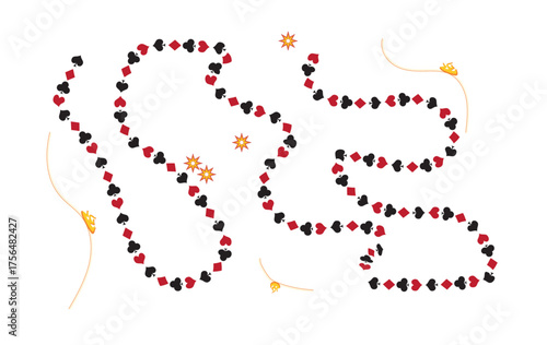 Vibrant las vegas themed garland and party decoration elements with festive colors