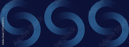 Abstract blue glowing geometric lines on dark blue background. Modern shiny blue circle lines pattern. Futuristic technology concept. Suit for cover, poster,