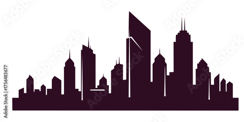 Modern cityscape silhouette illustration, a versatile graphic icon for urban themes, restaurant design, and culinary business branding projects