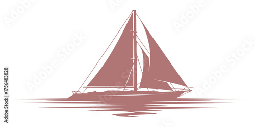 Elegant sailboat silhouette icon with a calm water reflection, a simple and modern vector design for sea travel and leisure concepts