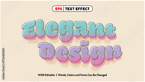 Elegant Design 3D Text Effect with Pastel Colors and Editable Vector Style for Creative Projects and Modern Typography