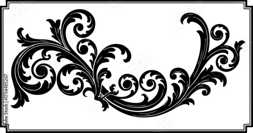 Bild auf Leinwand Elegant black ornate flourish design adds sophisticated vintage charm to any creative project or luxurious branding