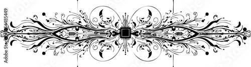 Obraz na plátně Elegant black and white flourish design adds sophisticated vintage flair to formal invitations, announcements, and decorative projects