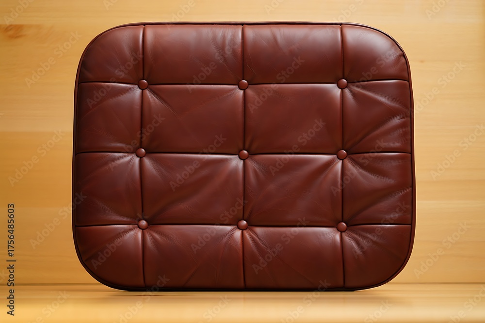 Obraz premium Tufted dark brown leather seat cushion with button detailing