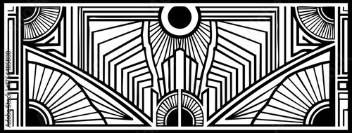 Εκτύπωση καμβά Striking Art Deco sunburst geometric pattern design with bold lines and radiatin