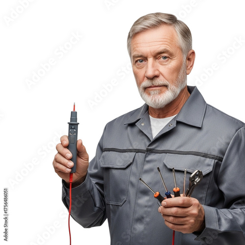 Wallpaper Mural Professional Electrician Working with Tools Isolated on White or Transparent Background, PNG Torontodigital.ca
