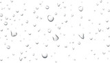Realistic transparent water drops on transparent background liquid water-drop top view glass plate sprinkle, spritz effect, wet spray droplet, dripped, bubble splash on leaf surface, window
