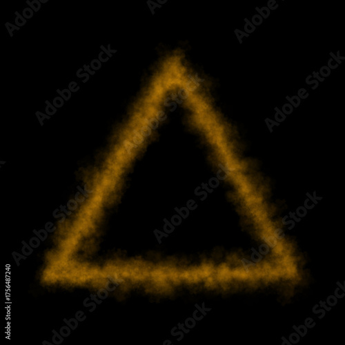Glowing orange smoke triangle shape, frame with transparent background and warm neon light effect for abstract futuristic use
