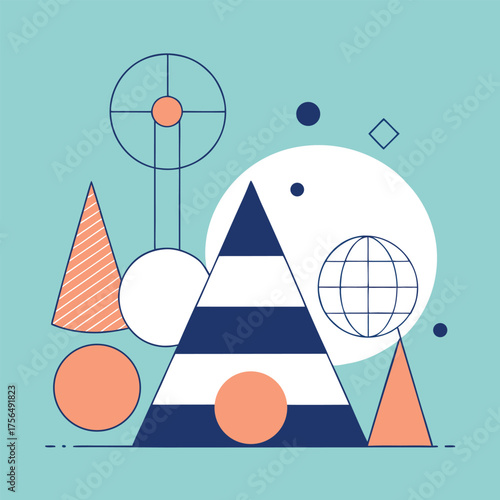Abstract Geometric Composition with Shapes and Lines