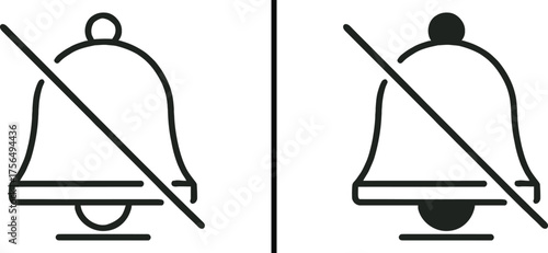 Notification Silenced: A minimalist vector art depicts the universal symbol of a silenced notification. These illustrations are versatile and suit various design needs.