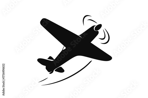 Vintage Airplane Silhouette: A sleek, minimalist silhouette of a vintage airplane soaring through the sky, a symbol of aviation, travel and freedom.