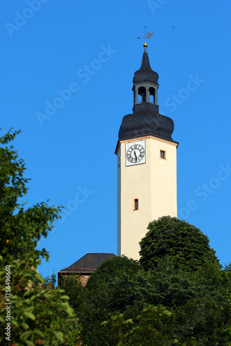 View of historical center of Greiz, a town in Thuringia, Germany