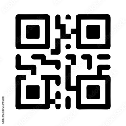 A detailed rendering of a stylised and abstract black and white QR code