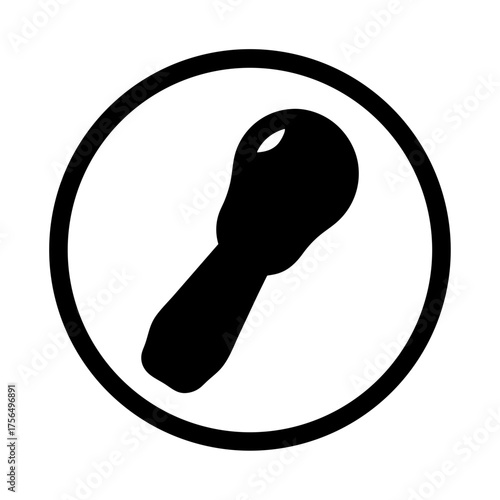 Stylized black shifter knob encased in a circular border design
