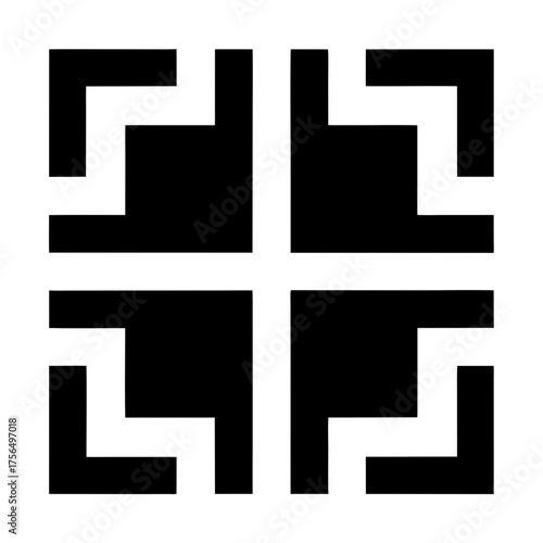 Abstract geometrical black and white cross pattern with stepped corner design